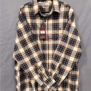 RedHead Men's Casual Plaid Shirt - Blue, Brown, and Cream